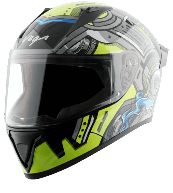 VEGA Bolt Superhero Black Neon Yellow Gloss Helmet